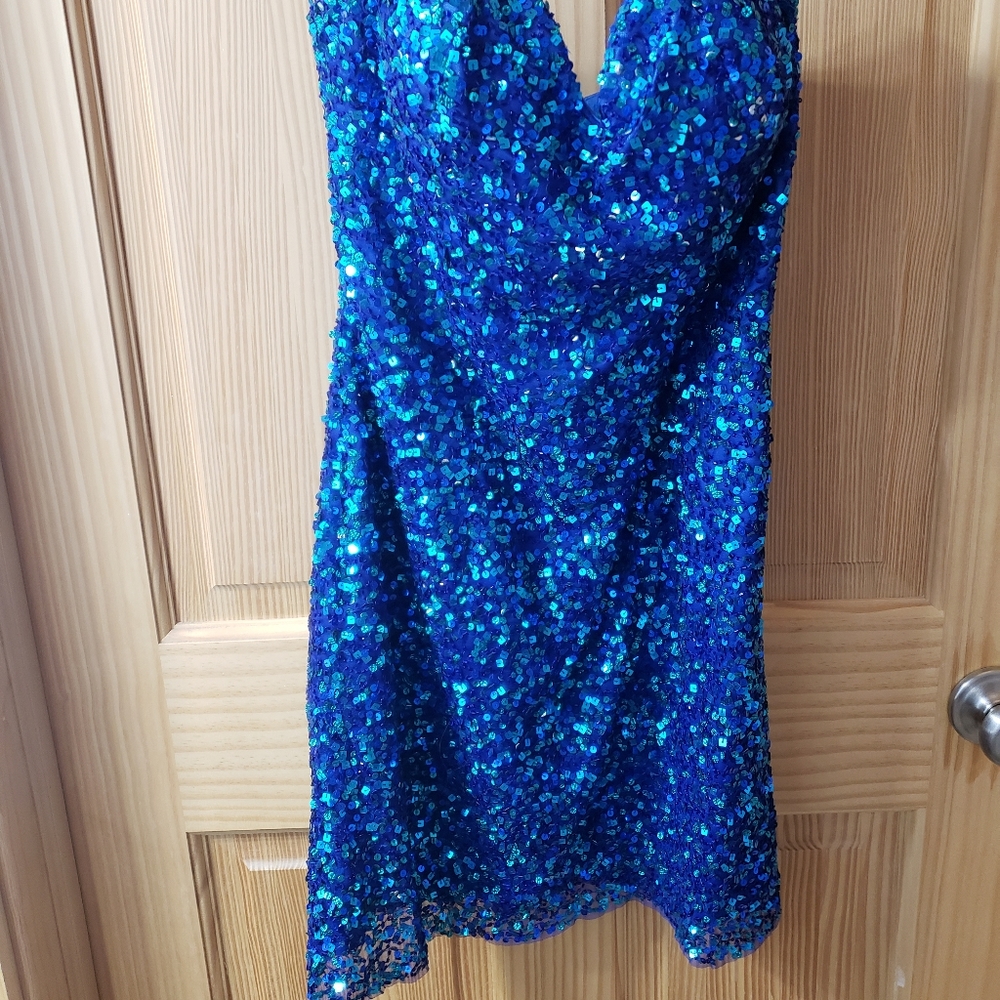 Blue, Sequined Formal Dress